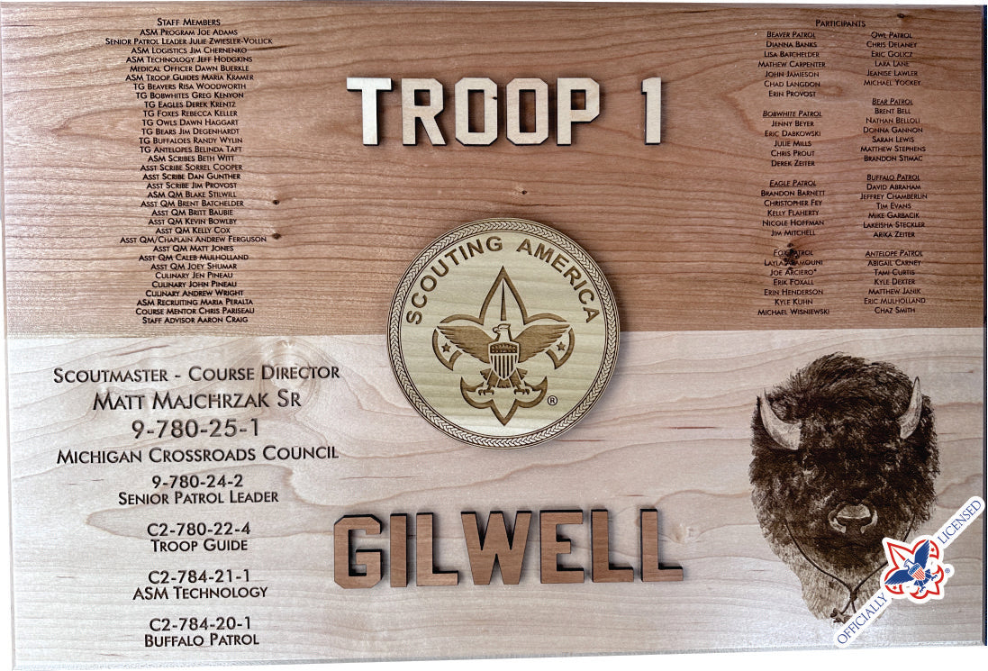 Wood Badge Troop 1 Flag Plaque